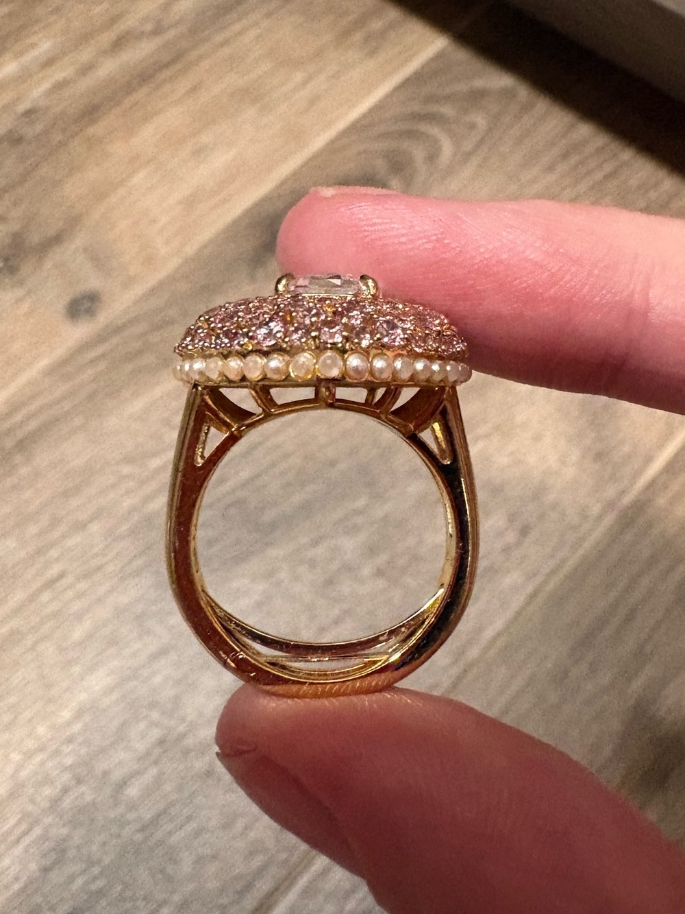 Swarovski Pink and Gold Heart Ring - Picture 7 of 11